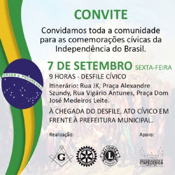 Independência do Brasil será comemorada com desfile cívico em Itapecerica