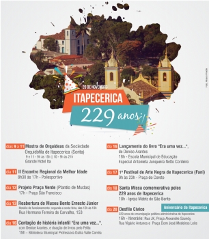Itapecerica completa 229 anos com programação comemorativa