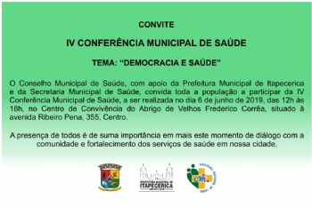 Prefeitura convida população para a IV Conferência Municipal de Saúde