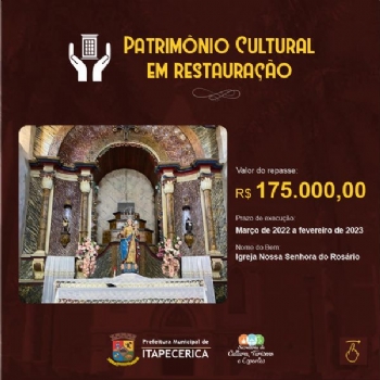 Prefeitura repassa recursos para igreja Nossa Senhora do Rosário