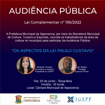 Prefeitura realiza audiência pública sobre a Lei Paulo Gustavo