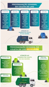 Prefeitura divulga programação semanal da coleta de lixo convencional e reciclável