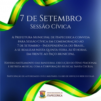 Sessão cívica irá celebrar Dia da Independência do Brasil