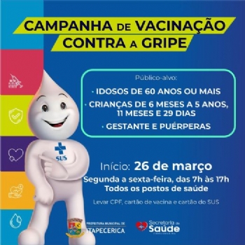 Campanha de vacinação contra gripe tem início nos postos de saúde