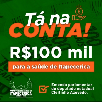 Itapecerica recebe R$ 100 mil para custeio da atenção básica em saúde