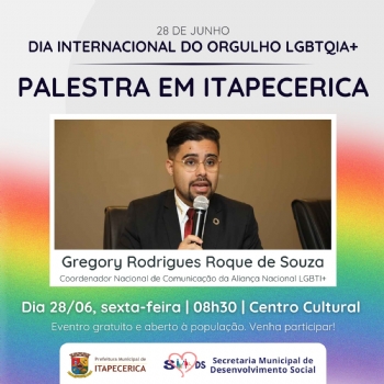 Prefeitura realiza palestra para celebrar o Dia Internacional do Orgulho LGBTQIA+