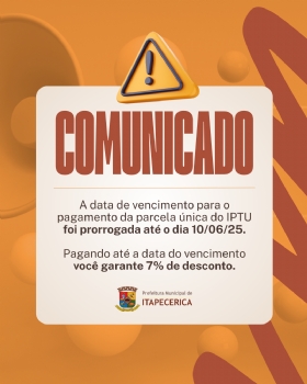 Prefeitura de Itapecerica prorroga prazos para pagamento do IPTU
