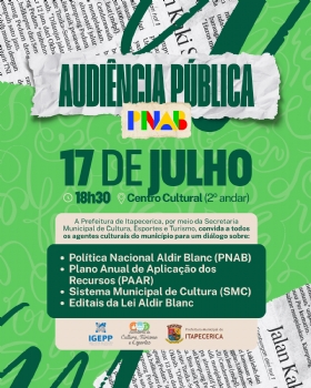 Prefeitura de Itapecerica promove audiência pública sobre PNAB nesta quinta feira  dia 17 de julho