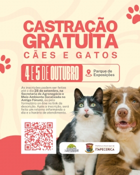 Atenção  tutores de cães e gatos  Mutirão de castração gratuita em Itapecerica 