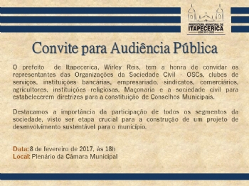 Prefeitura realiza Audiência Pública para a constituição de Conselhos Municipais