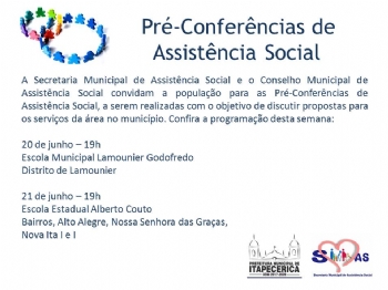 Pré Conferências de Assistência Social continuam esta semana
