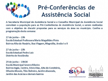 Pré Conferências de Assistência Social terminam esta semana